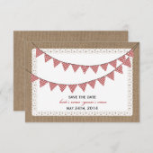 Opslagdatum Burlap geïnspireerd Red Gingham Buntin Save The Date (Voorkant / Achterkant)