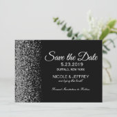 Opslagdatum Elegant Black & White Diamond Weddensc Save The Date (Staand voorkant)