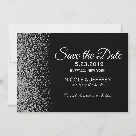 Opslagdatum Elegant Black & White Diamond Weddensc Save The Date (Voorkant)