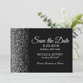 Opslagdatum Elegant Black & White Diamond Weddensc Save The Date