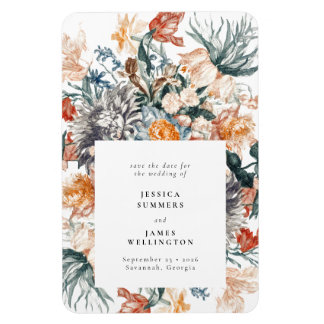 Opslagdatum Elegant  Botanische Floral Wedding Magneet