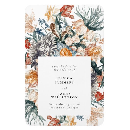 Opslagdatum Elegant  Botanische Floral Wedding Magneet (Verticaal)