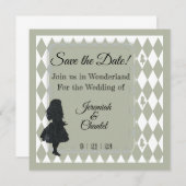 Opslagdatum Kraft Rustic Alice Wonderland Aankondiging (Voorkant / Achterkant)