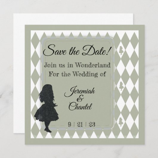 Opslagdatum Kraft Rustic Alice Wonderland Aankondiging (Voorkant / Achterkant)