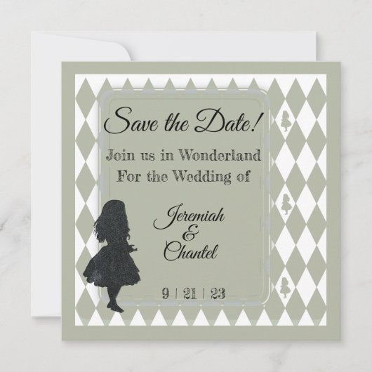 Opslagdatum  Kraft Rustic Alice Wonderland Aankondiging (Voorkant)