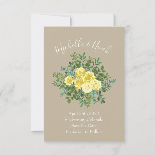 Opslagdatum lichtgele en kakiekriem kaart (Voorkant)