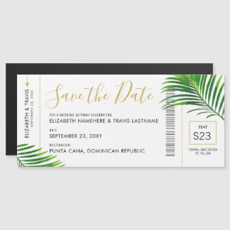 Opslagdatum Tropische bestemmingspalm instapkaart Magnetische Uitnodiging