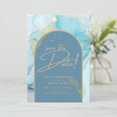 Opslagdatum zeeglazen INK Blauwgroen Aqua Blue Gol Kaart (Staand voorkant)