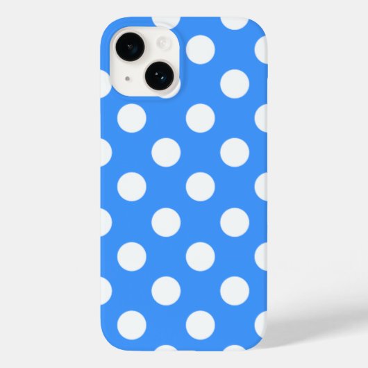 Opslaggevende blauwe en grote witte polka stippen Case-Mate iPhone case (Achterkant)