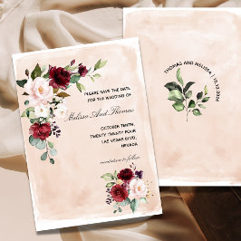 Opslagkaart Burgundy Blush Rose Save The Date Kaart