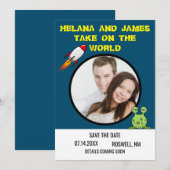 Opslagkaart voor Science-Fiction-Ruimteschip Save  The Date (Voorkant / Achterkant)