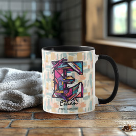 Opslagmok met geometrisch monogram - E voor Ethan Mok