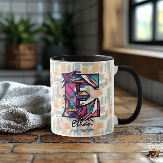 Opslagmok met geometrisch monogram - E voor Ethan Mok