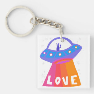 Opslagruimte Aliens Martians UFO Cute LOVE Sleutelhanger