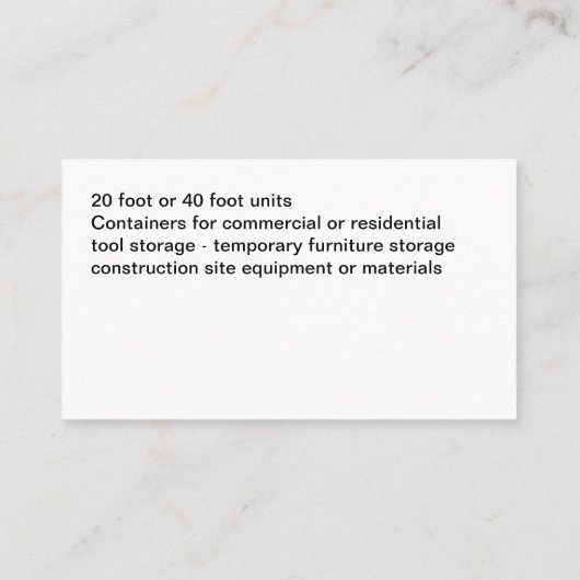 Opslagservices voor vrachtcontainers visitekaartje (Achterkant)