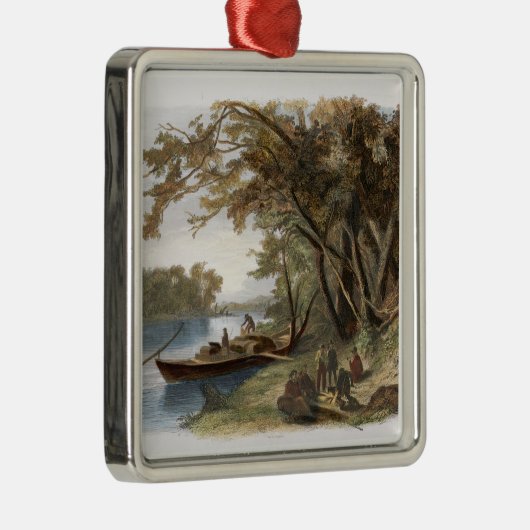 Opsluiting van de Reizigers op de Missouri, platte Metalen Ornament (Rechts)