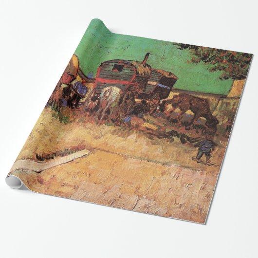 Opsluiting van zigeuners met caravans, Van Gogh Cadeaupapier (Uitgerold)