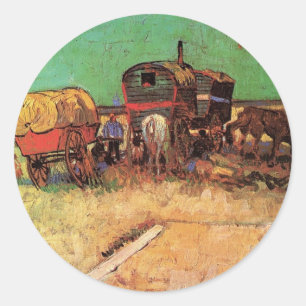Opsluiting van zigeuners met caravans, Van Gogh Ronde Sticker