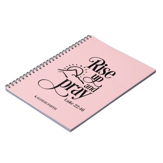 Opstaan en Luke 22:46 Aangepast roze gebed bidden Notitieboek (Linkerzijde)