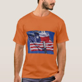 Opstaan, Texas T shirt met Texas & American vlag (Voorkant)
