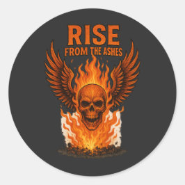 Opstaan uit de as - Vlammende schedel met vurige Ronde Sticker