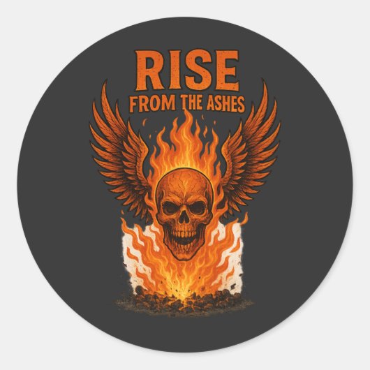 Opstaan uit de as - Vlammende schedel met vurige Ronde Sticker (Voorkant)