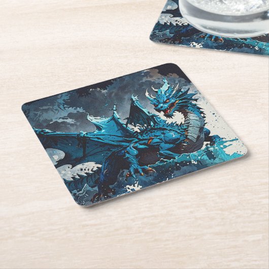 Opstaan uit de Oceans-Dragon Artwork Kartonnen Onderzetters (Schuin)