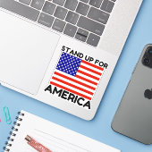 Opstaan voor Amerikaanse vlag Sticker (Laptop met iPhone)