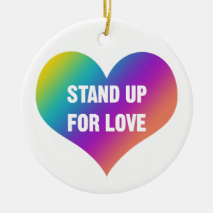 Opstaan voor liefde (regenboogkunst) keramisch ornament