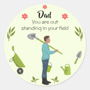 Opstaan voor pap grappige tuinbouwdag Vader Ronde Sticker