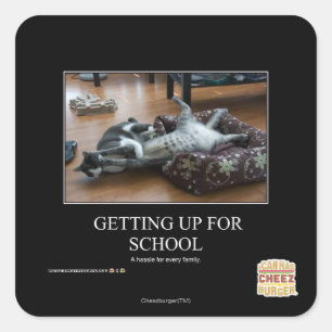 Opstaan voor school vierkante sticker