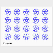 Opstaand blauw pentagram ronde sticker (Vel)