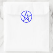 Opstaand blauw pentagram ronde sticker (Tas)