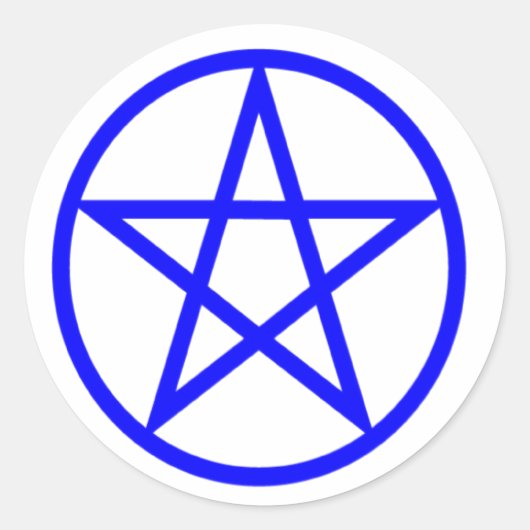 Opstaand blauw pentagram ronde sticker (Voorkant)