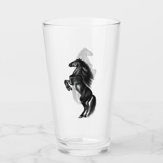 Opstaand zwart wild paard glas (Achterkant)