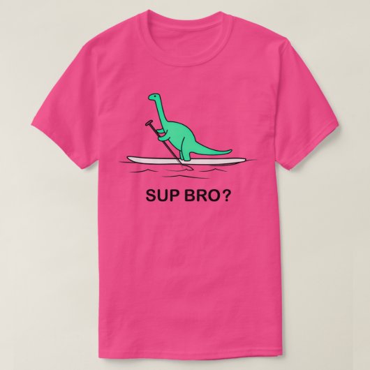 Opstand opzadelen Sup bro brontosaur op SUP board T-shirt (Design voorkant)