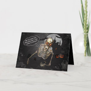 Opstand tegen Comedian Skeleton Joke Halloween Kaart