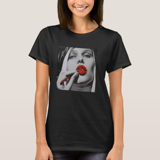 Opstandige non met lippenstift, opstandige non t-shirt (Voorkant)