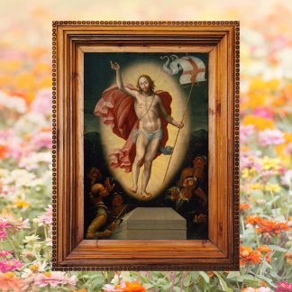 Opstanding Christus is verrezen Christelijke kunst Poster