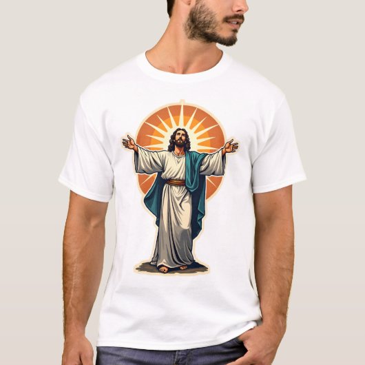 Opstanding Christus Stralen Vintage Gravure Shirt (Voorkant)