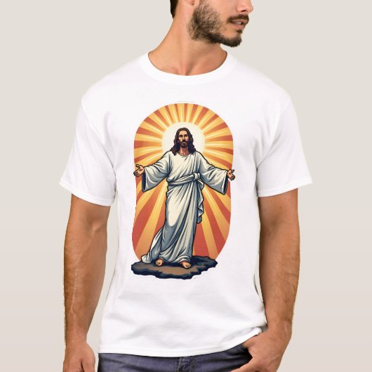 Opstanding Christus Stralen Vintage Gravure Shirt (Voorkant)