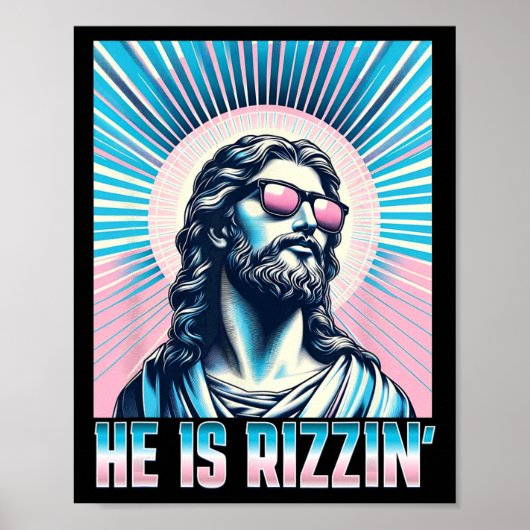 Opstanding Grappig Pasen Rizz Sungles Hij Is Rizzi Poster (Voorkant)