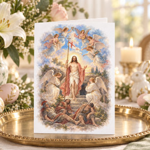 Opstanding Pasen Christelijk Jezus en Engelen Feestdagen Kaart
