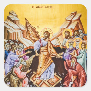 Opstanding van Christus Orthodoxe christen Vierkante Sticker