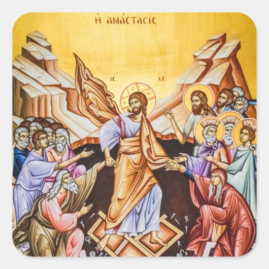 Opstanding van Christus Orthodoxe christen Vierkante Sticker (Voorkant)