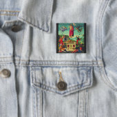 Opstanding van Jezus Christus door Raphael Vierkante Button 5,1 Cm (In situ)