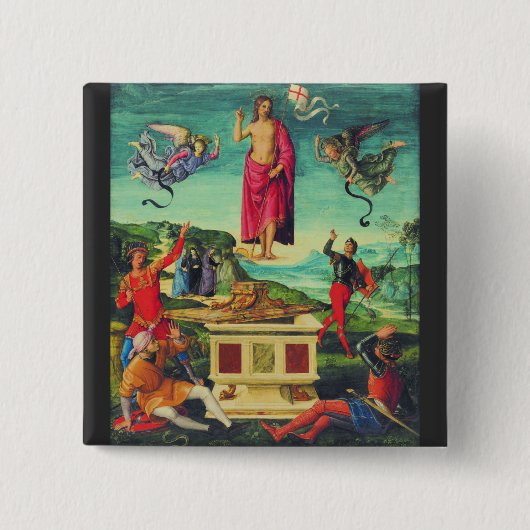 Opstanding van Jezus Christus door Raphael Vierkante Button 5,1 Cm (Voorkant)