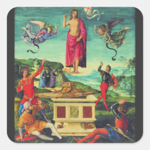 Opstanding van Jezus Christus door Raphael Vierkante Sticker