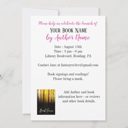 Opstarten van een roze gouden ballonboekje kaart (Achterkant)