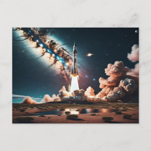 Opstijgen van raketschip briefkaart